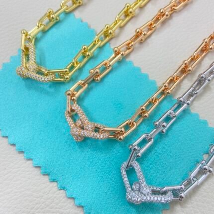 tiffany necklace,double U with diamonds