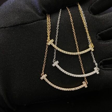 tiffany necklace, smile face, small model, with diamonds