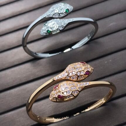 bvlgari bangle, two snake head with diamonds