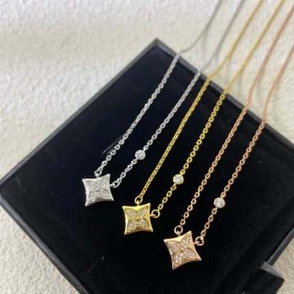 lv one flower necklace, with diamonds, gold, rose gold, silver