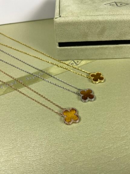 vca necklace,tiger eyes , gold, silver, rose gold