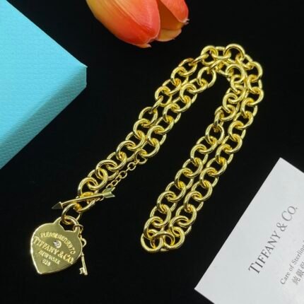 tiffany necklace, heart, cupid arrow , with stone