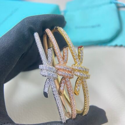 tiffany bangle, knot wire, regular size, full diamonds