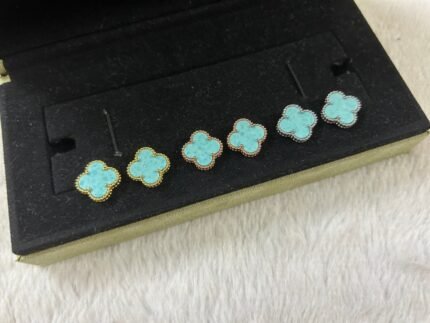 vca clover earring, turquoise, gold, rose gold, silver