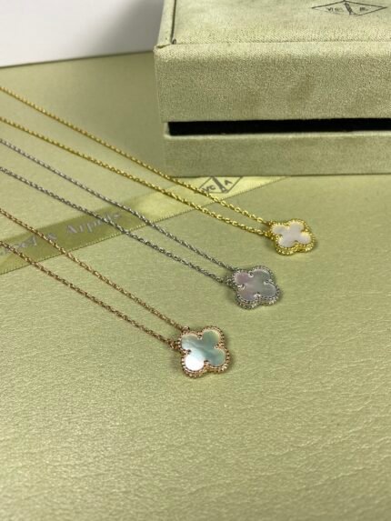 vca necklace,white mother of pearl , gold, silver, rose gold