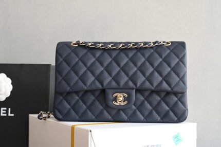 Chanel classic flap navy blue,gold hardware, caviar leather, top quality