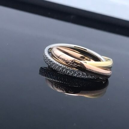 cartier tranity ring,  with fll diamonds in silver circle, top quality