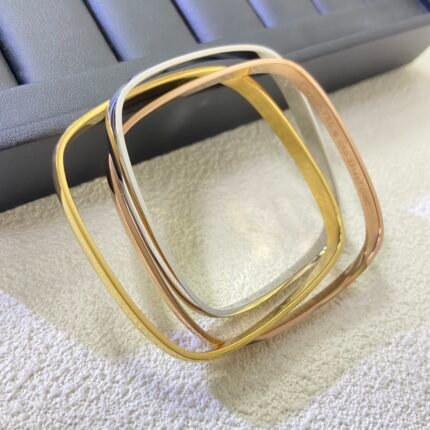 cartier bangle,Three color three circle square bracelet,size 17