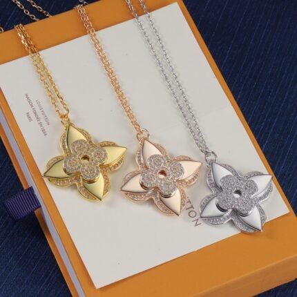 lv big flower necklace, gold, silver, rosegold